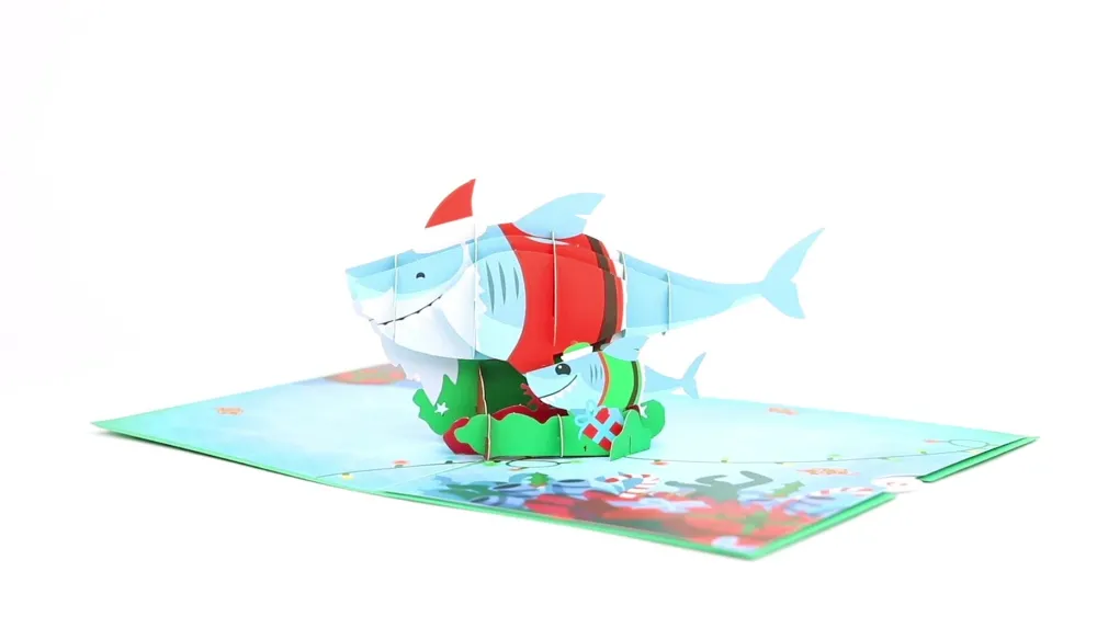 Lovepop Greeting Cards|Christmas 12/25|Santa Shark Pop-Up Card