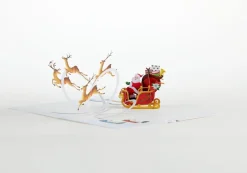 Lovepop Greeting Cards|Christmas 12/25|Santa Sleigh and Reindeer Pop-Up Card