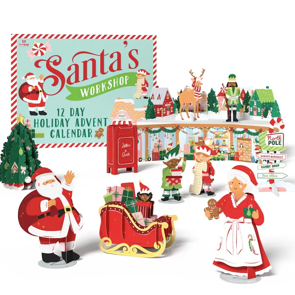 Lovepop Advent Calendars|Christmas 12/25|Santa's Workshop 12 Day Holiday Advent Calendar