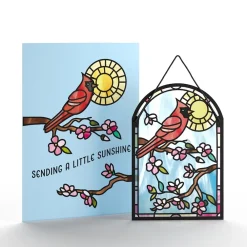 Lovepop Pop-Up Bouquets|Card & Gift Bundles|Sending Sunshine Cardinal Suncatcher Card & Pop-Up Bouquet Bundle