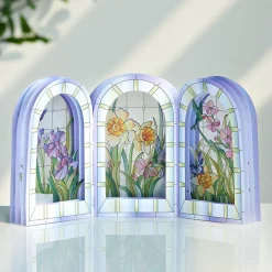 Lovepop Decor|Just Because|Stained Glass Floral Triptych Pop-Up Gift