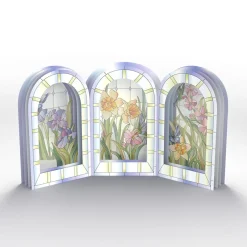 Lovepop Decor|Just Because|Stained Glass Floral Triptych Pop-Up Gift
