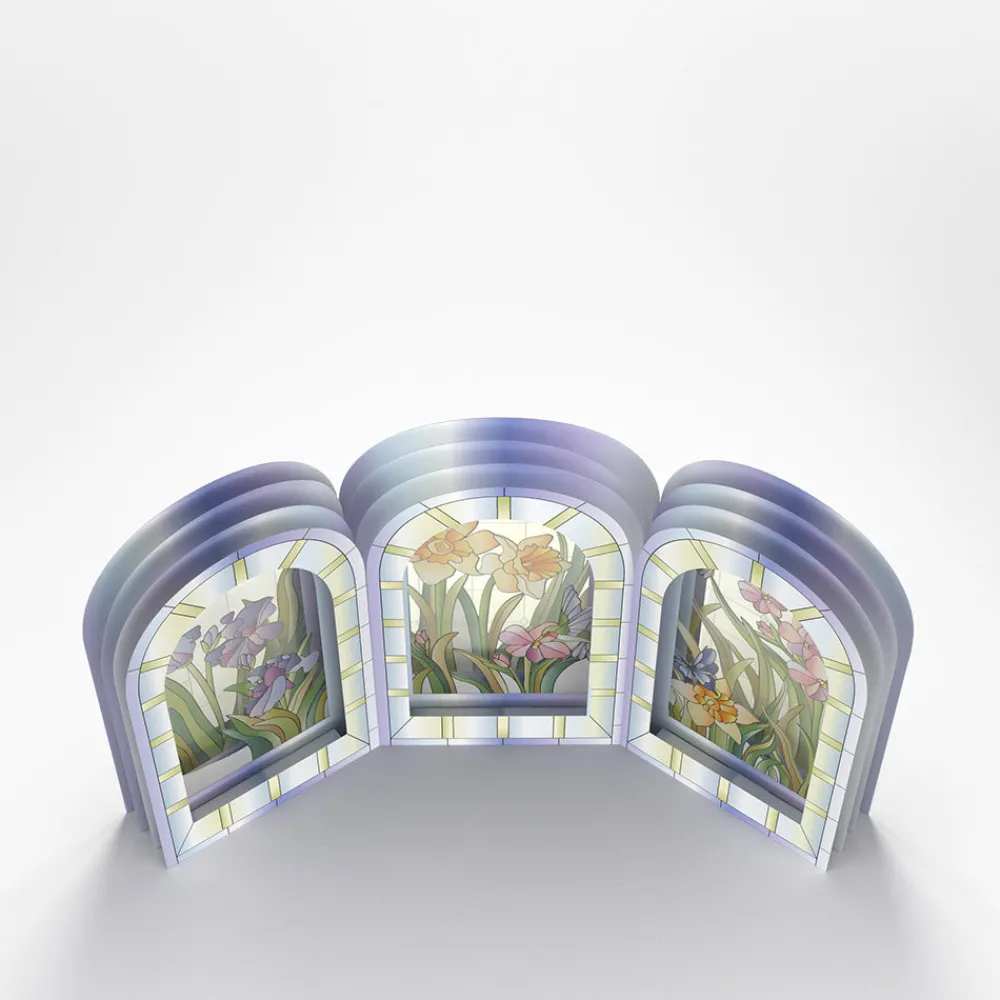 Lovepop Decor|Just Because|Stained Glass Floral Triptych Pop-Up Gift