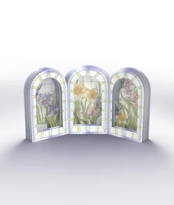 Lovepop Decor|Just Because|Stained Glass Floral Triptych Pop-Up Gift