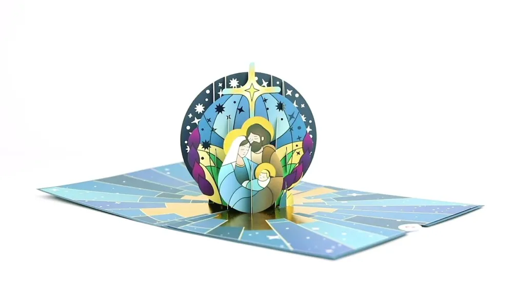 Lovepop Religious|Christmas 12/25|Stained Glass Holy Family Pop-Up Card