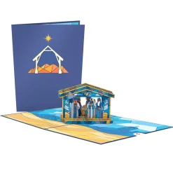 Lovepop Greeting Cards|Religious|Stained Glass Nativity Pop-Up Card
