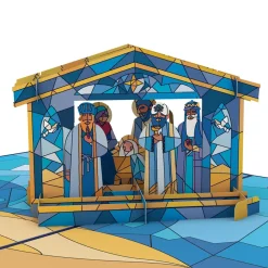 Lovepop Greeting Cards|Religious|Stained Glass Nativity Pop-Up Card