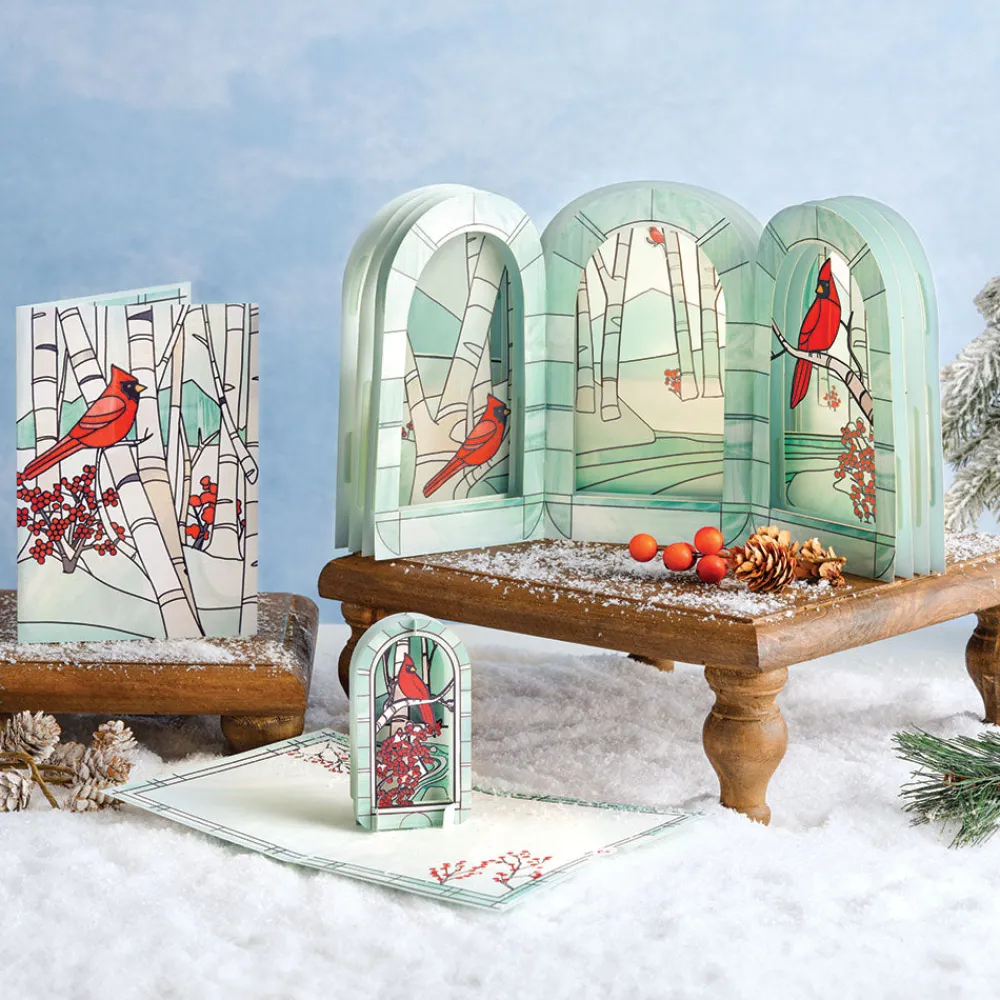 Lovepop Card & Gift Bundles|Decor|Stained Glass Winter Cardinal Bundle