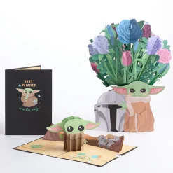 Lovepop Pop-Up Bouquets|Card & Gift Bundles|Star Wars™ The Mandalorian™ Grogu™ Birthday Pop-Up Card & Flower Buds Bouquet Bundle