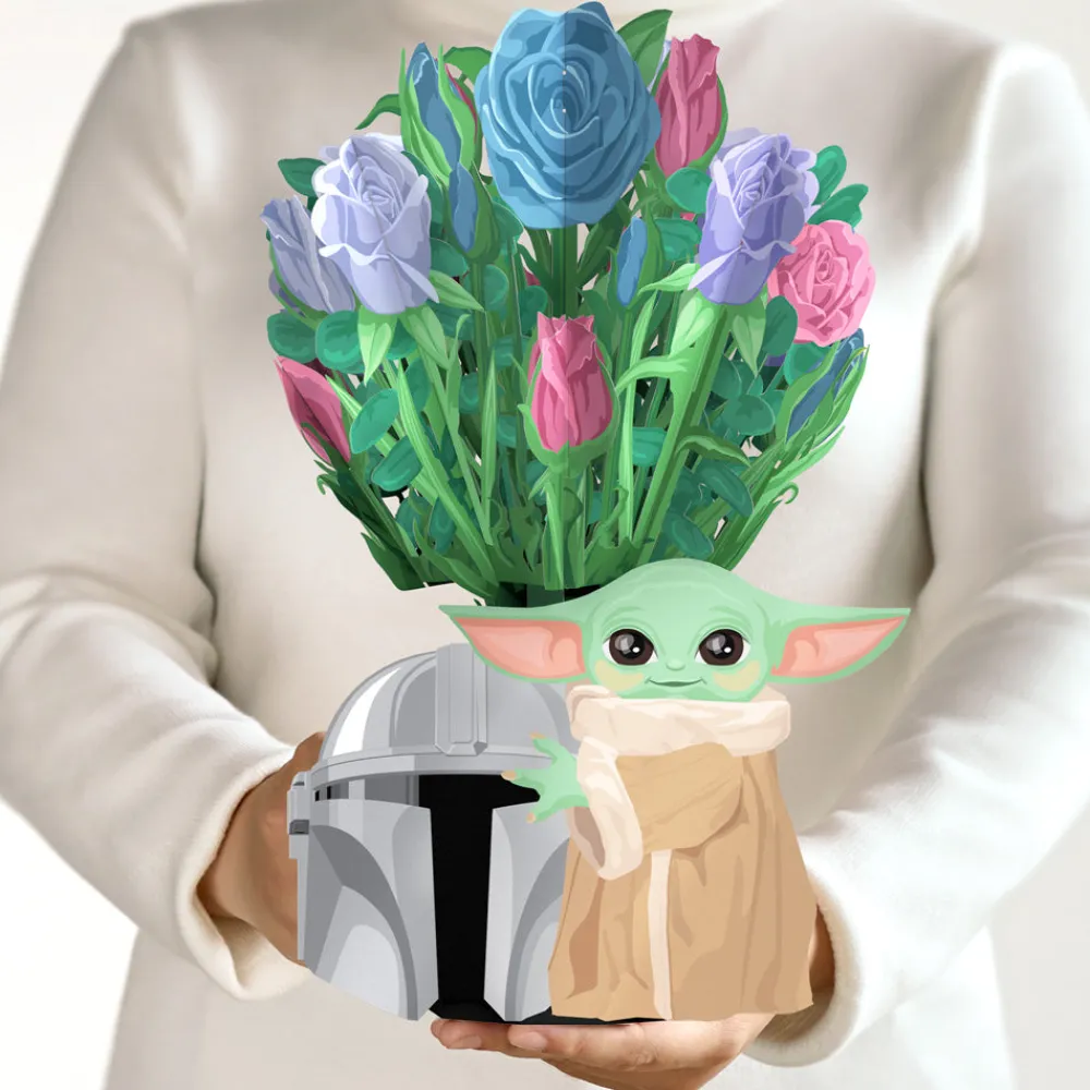 Lovepop Pop-Up Bouquets|Card & Gift Bundles|Star Wars™ The Mandalorian™ Grogu™ Birthday Pop-Up Card & Flower Buds Bouquet Bundle