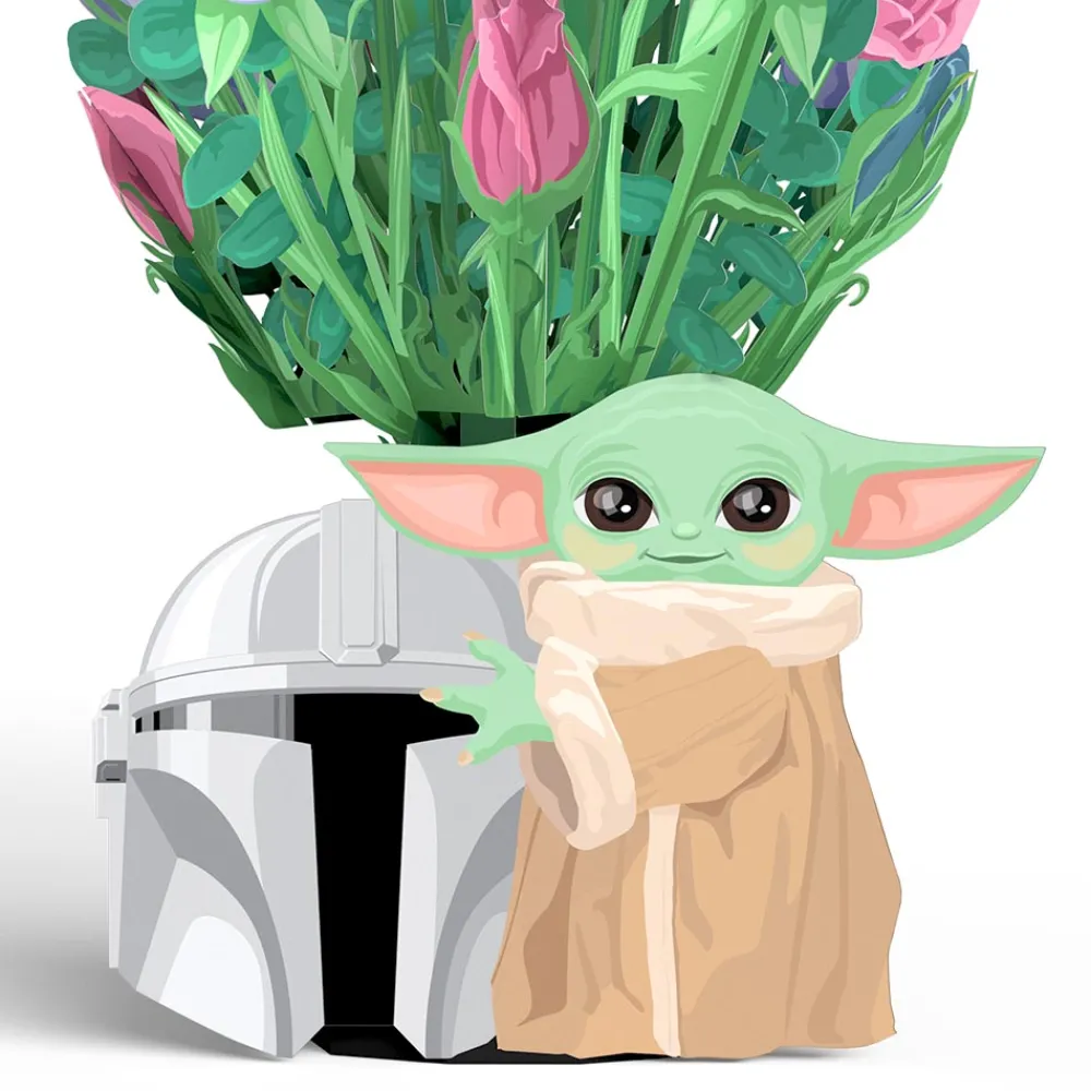 Lovepop Pop-Up Bouquets|Card & Gift Bundles|Star Wars™ The Mandalorian™ Grogu™ Birthday Pop-Up Card & Flower Buds Bouquet Bundle