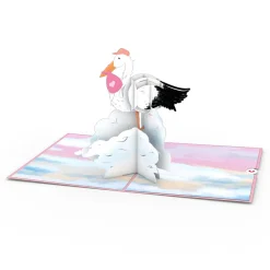 Lovepop Baby|Congratulations|Stork Baby Pink Pop-Up Card