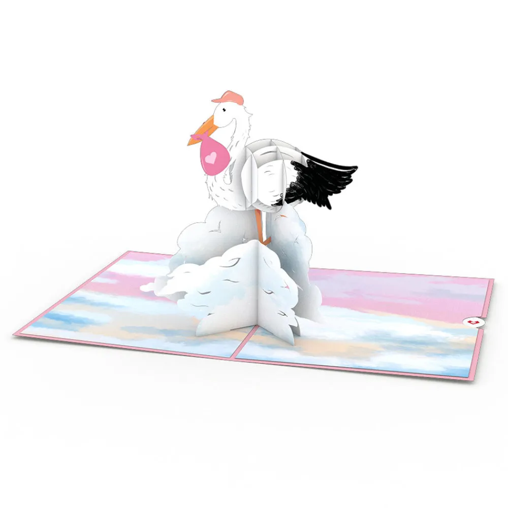 Lovepop Baby|Congratulations|Stork Baby Pink Pop-Up Card