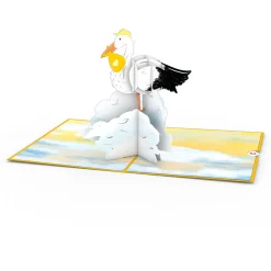 Lovepop Greeting Cards|Baby|Stork Yellow Pop-Up Card