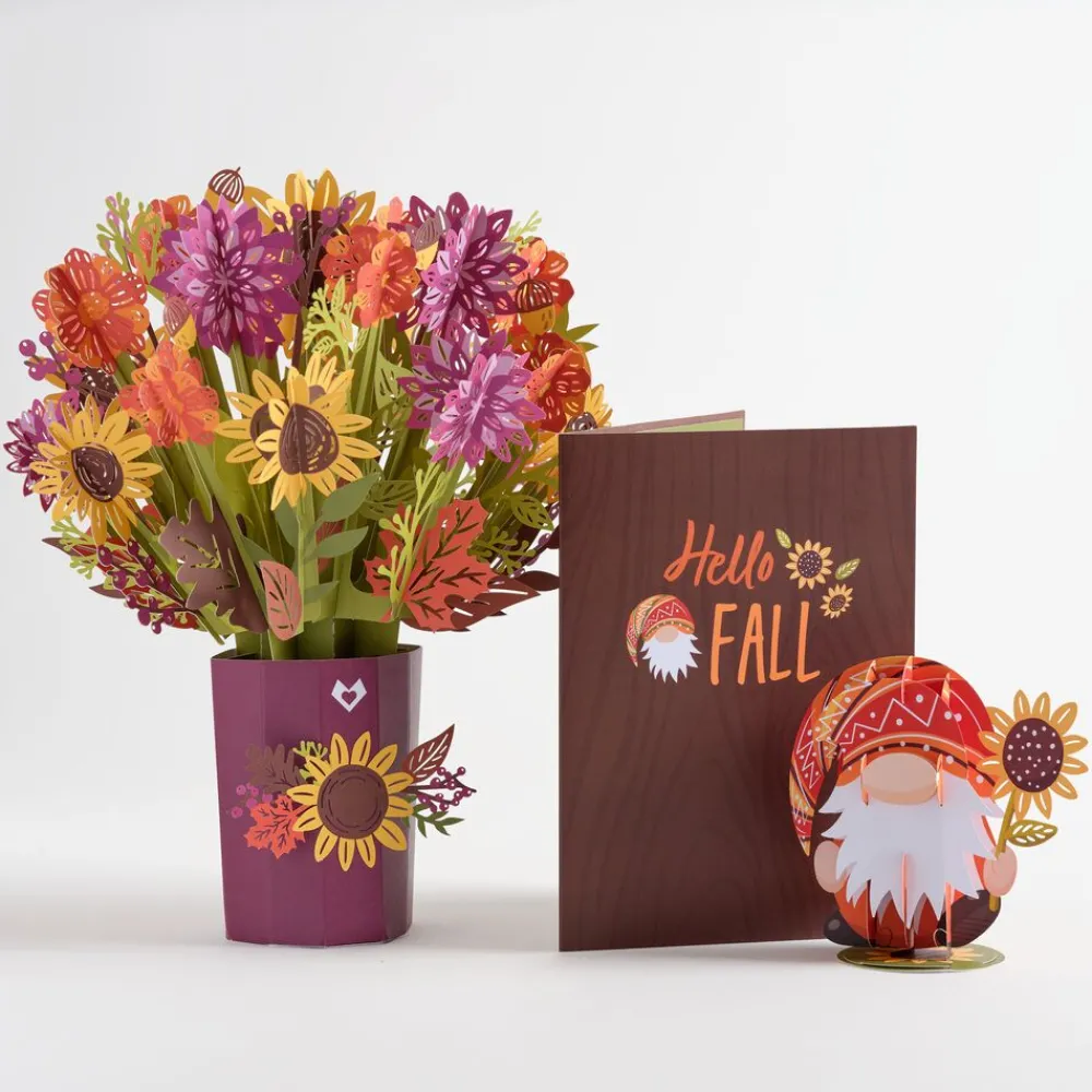 Lovepop Pop-Up Bouquets|Card & Gift Bundles|Sunflower & Fall Gnome Bundle