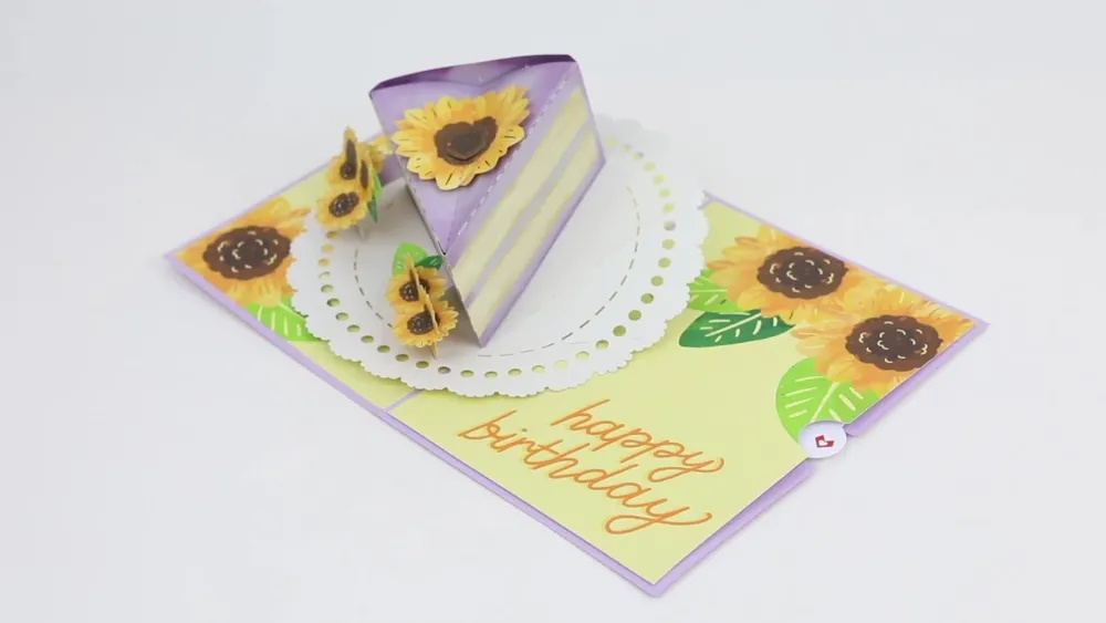 Lovepop Greeting Cards|Birthday|Sunflower Birthday Cake Slice Pop-Up Card
