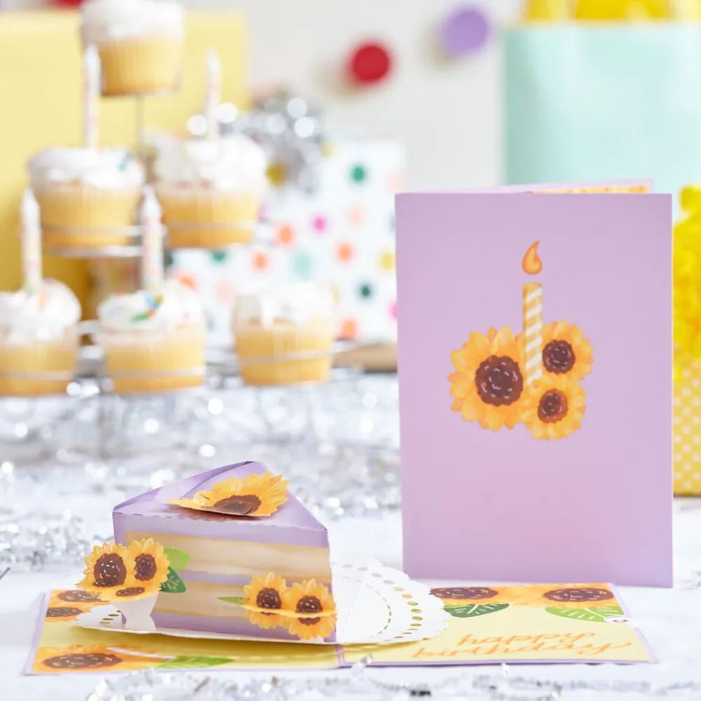 Lovepop Greeting Cards|Birthday|Sunflower Birthday Cake Slice Pop-Up Card