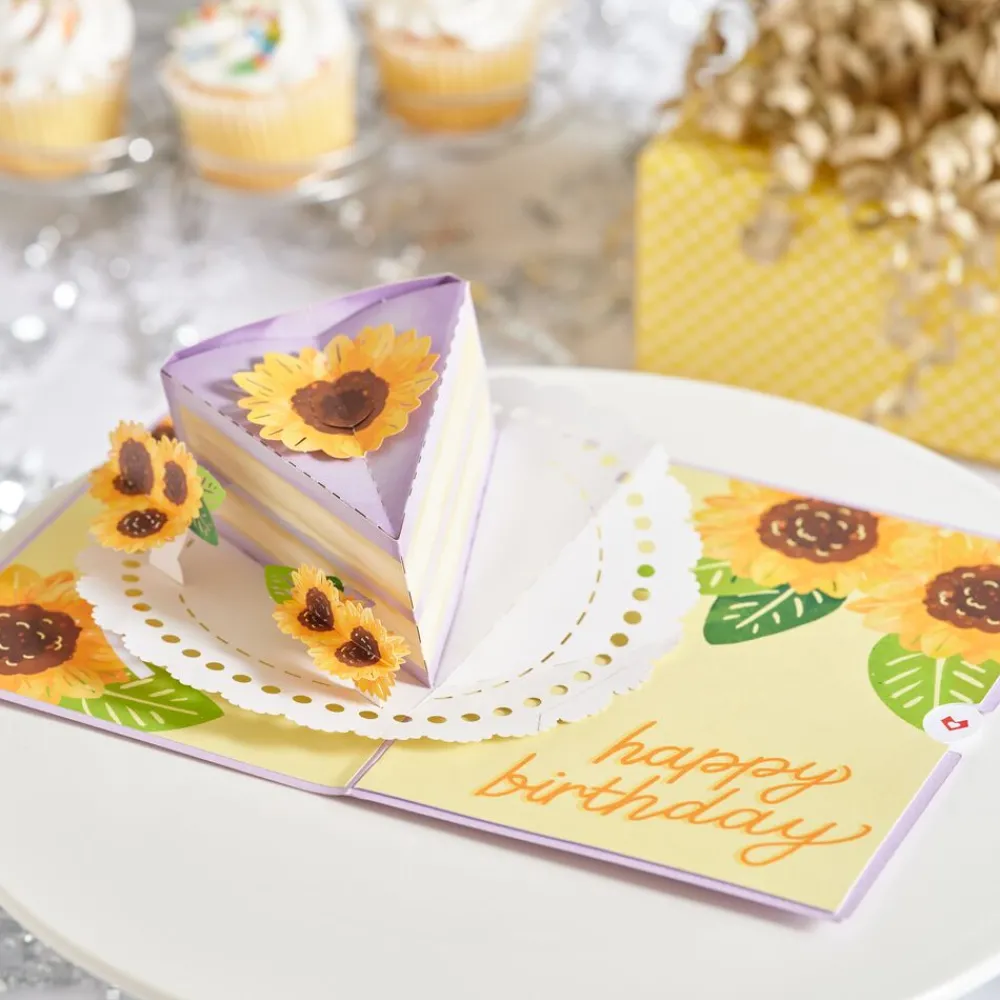 Lovepop Greeting Cards|Birthday|Sunflower Birthday Cake Slice Pop-Up Card