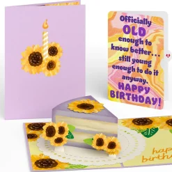 Lovepop Birthday|Sunflower Birthday Cake Slice Pop-Up Card and Sentiment Set