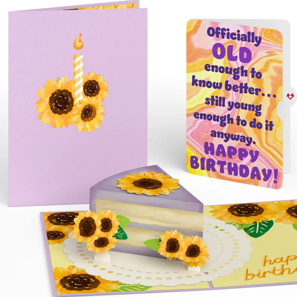 Lovepop Birthday|Sunflower Birthday Cake Slice Pop-Up Card and Sentiment Set