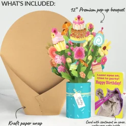 Lovepop Pop-Up Bouquets|Sweet Birthday Wishes Bouquet and Cat Laser Eyes Sentiment Set