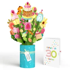 Lovepop Pop-Up Bouquets|Birthday|Sweet 30th Birthday Wishes Bouquet and Confetti Cake Sentiment Set