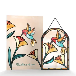 Lovepop Pop-Up Bouquets|Card & Gift Bundles|Thinking of You Hummingbird Suncatcher Card & Pop-Up Bouquet Bundle