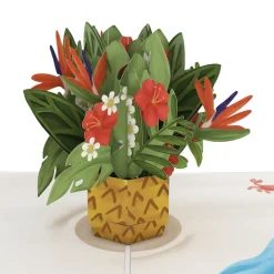 Lovepop Greeting Cards|Just Because|Tropical Flower Basket Pop-Up Card