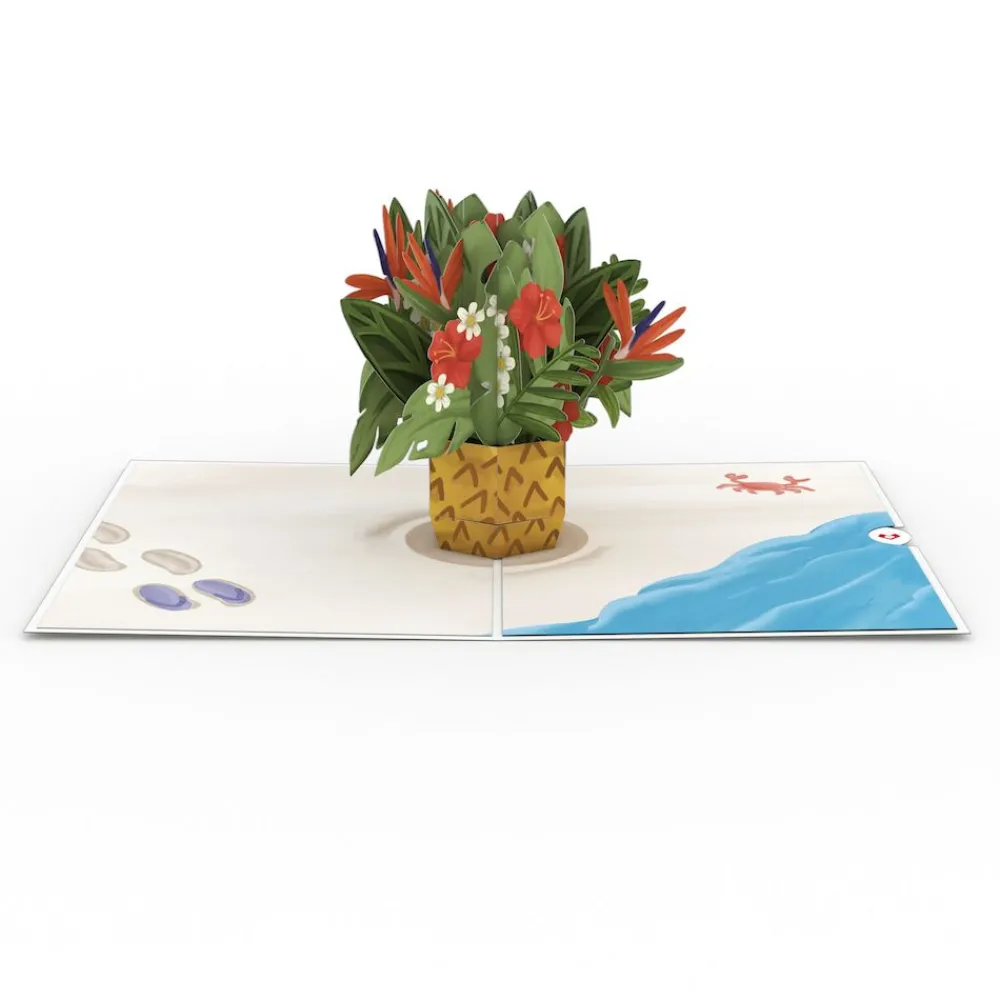 Lovepop Greeting Cards|Just Because|Tropical Flower Basket Pop-Up Card