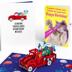 Lovepop Birthday|Truckloads of Birthday Wishes with Cat Laser Eyes Pop-Up Card and Sentiment Set