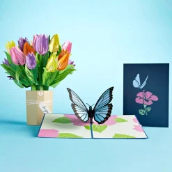 Lovepop Pop-Up Bouquets|Card & Gift Bundles|Tulip & Blue Morpho Butterfly Bundle