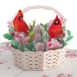 Lovepop Greeting Cards|Valentine'S Day 2/14|Valentine's Cherry Blossom Basket with Cardinals Pop-Up Card