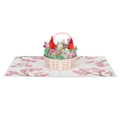 Lovepop Greeting Cards|Valentine'S Day 2/14|Valentine's Cherry Blossom Basket with Cardinals Pop-Up Card