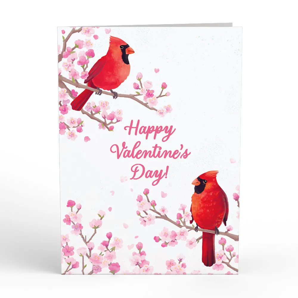 Lovepop Pop-Up Bouquets|Card & Gift Bundles|Valentine’s Cherry Blossom with Cardinals Pop-Up Card & Bouquet Bundle