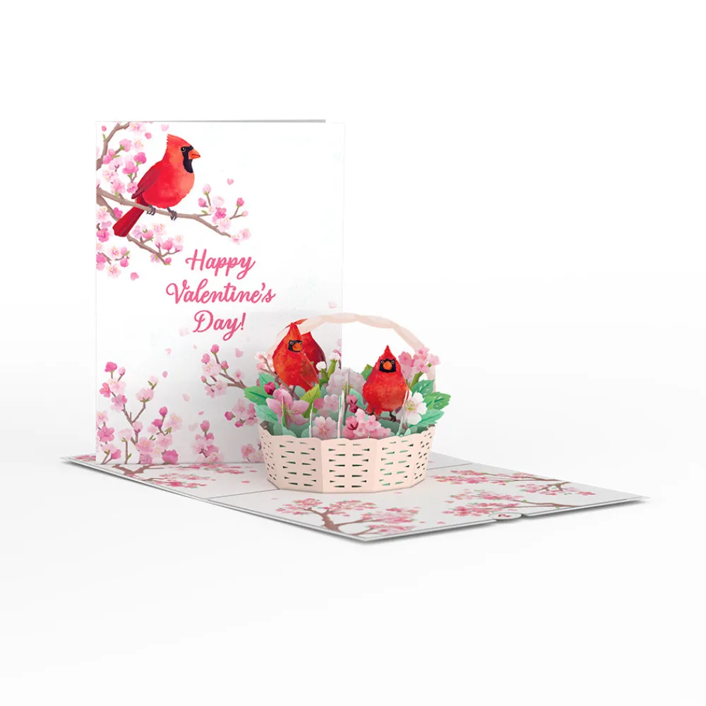 Lovepop Pop-Up Bouquets|Card & Gift Bundles|Valentine’s Cherry Blossom with Cardinals Pop-Up Card & Bouquet Bundle