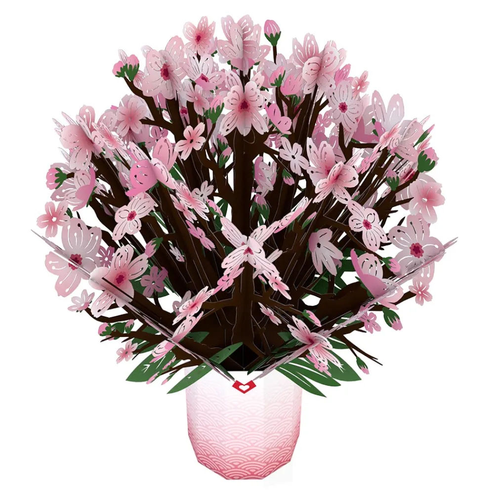 Lovepop Pop-Up Bouquets|Card & Gift Bundles|Valentine’s Cherry Blossom with Cardinals Pop-Up Card & Bouquet Bundle