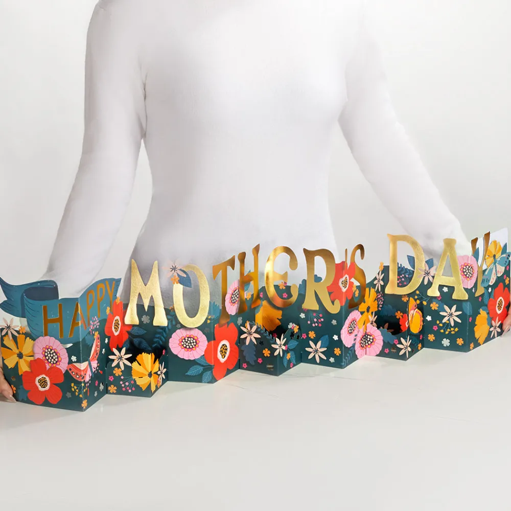 Lovepop Decor|Mother'S Day 5/11|Vibrant Blooms Mother's Day Loooooong Card™ (Expands to 2 feet)