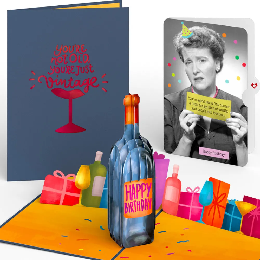 Lovepop Birthday|Vintage Wine Birthday Pop-Up Card and Sentiment Set