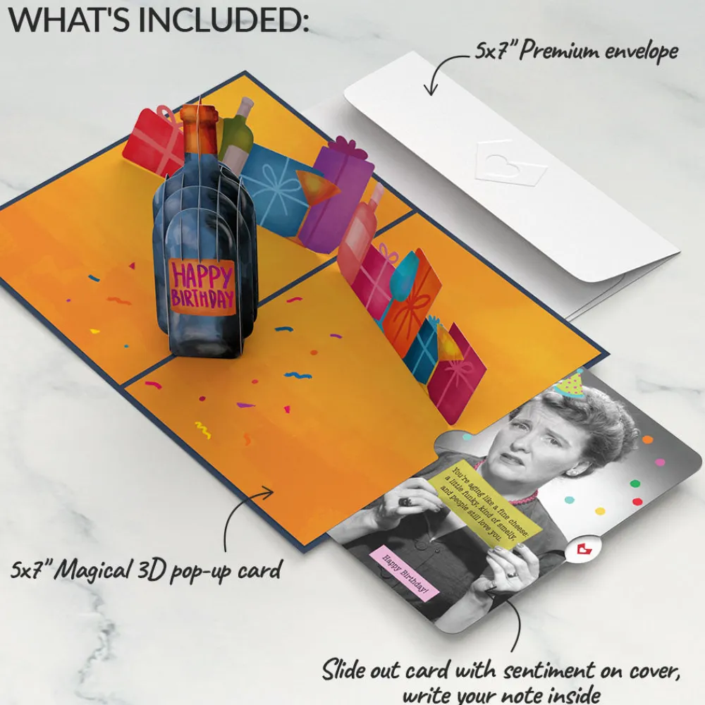Lovepop Birthday|Vintage Wine Birthday Pop-Up Card and Sentiment Set