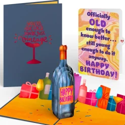 Lovepop Birthday|Vintage Wine Birthday Pop-Up Card and Old Enough Young Enough Sentiment Set
