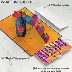 Lovepop Birthday|Vintage Wine Birthday Pop-Up Card and Old Enough Young Enough Sentiment Set