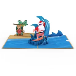 Lovepop Greeting Cards|Christmas 12/25|Warm Wishes Surfing Santa Pop-Up Card