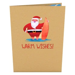 Lovepop Greeting Cards|Christmas 12/25|Warm Wishes Surfing Santa Pop-Up Card