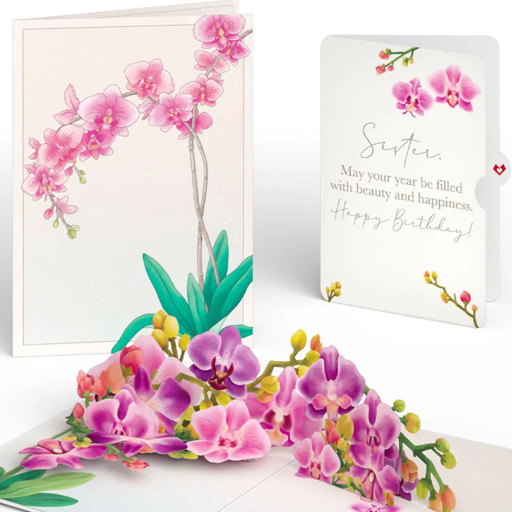 Lovepop Birthday|Watercolor Orchid Birthday Pop-Up Card and Sentiment Set for Sister