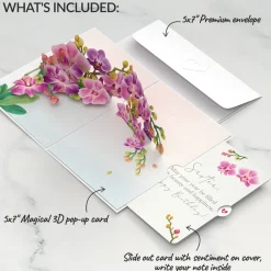 Lovepop Birthday|Watercolor Orchid Birthday Pop-Up Card and Sentiment Set for Sister