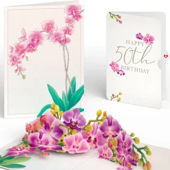 Lovepop Birthday|Watercolor Orchid 50th Birthday Pop-Up Card and Sentiment Set
