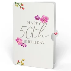 Lovepop Birthday|Watercolor Orchid 50th Birthday Pop-Up Card and Sentiment Set