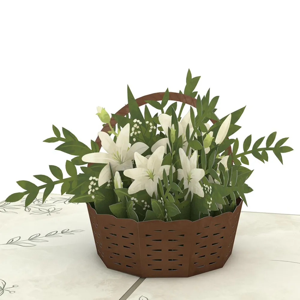 Lovepop Greeting Cards|Get Well|White Flower Basket Pop-Up Card