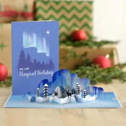 Lovepop Greeting Cards|Christmas 12/25|Winter Borealis Scene Pop-Up Card
