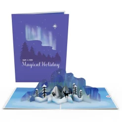 Lovepop Greeting Cards|Christmas 12/25|Winter Borealis Scene Pop-Up Card